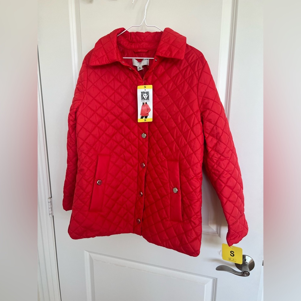 ❤️NWT Anne Klein Women's Mid Weight Quilted Snap Up Red Jacket, Size S - Picture 9 of 11